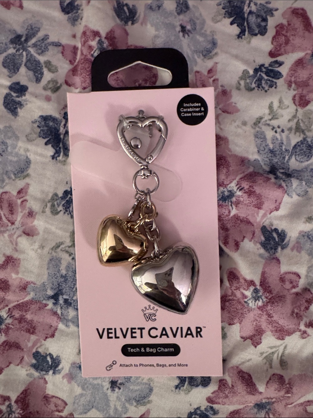 Velvet Caviar Gold & Silver Heart Tech & Bag Charm